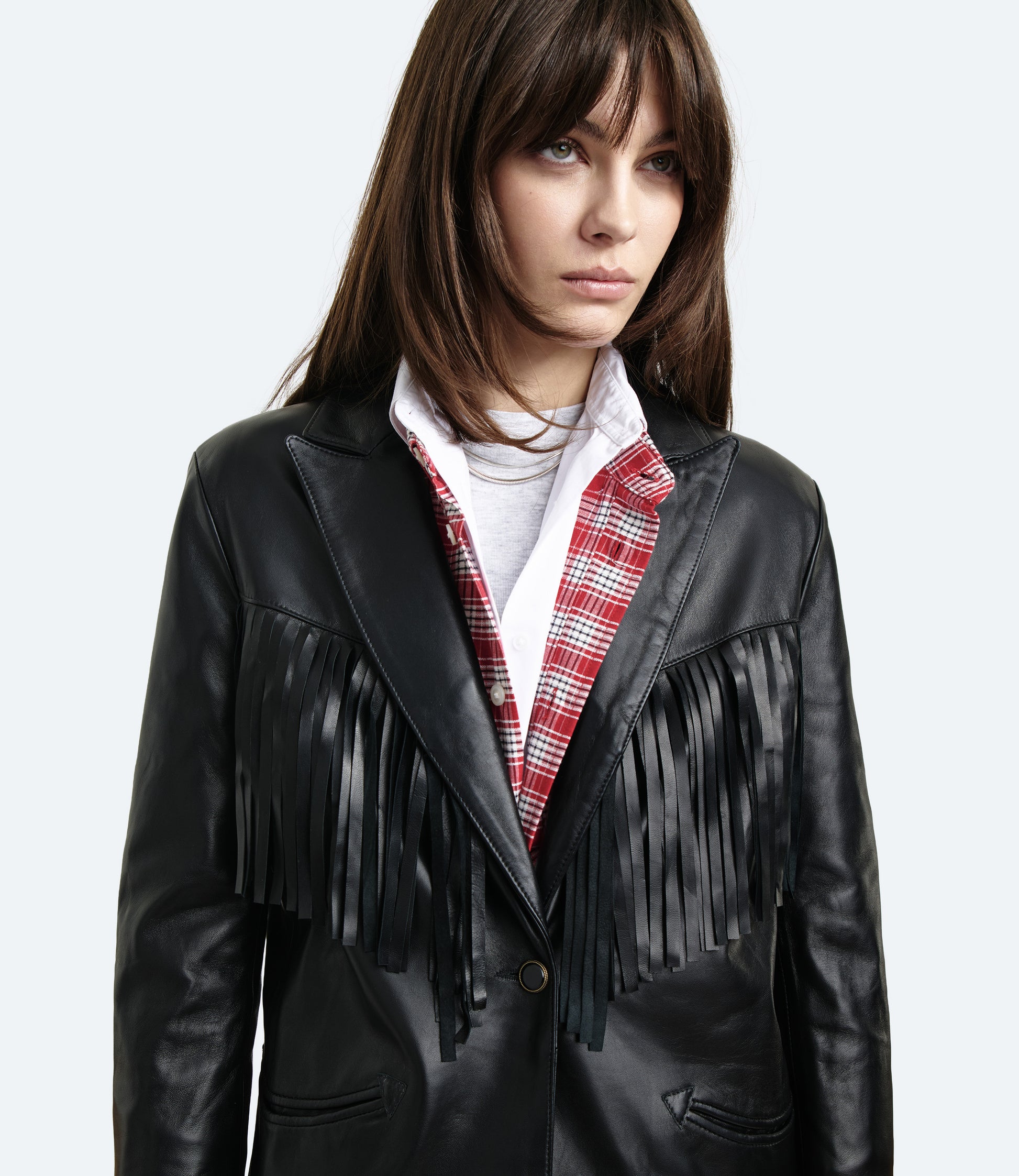 Fringe Blazer – Blazer Donna in Nappa con Frange Black | Washington Dee Cee
