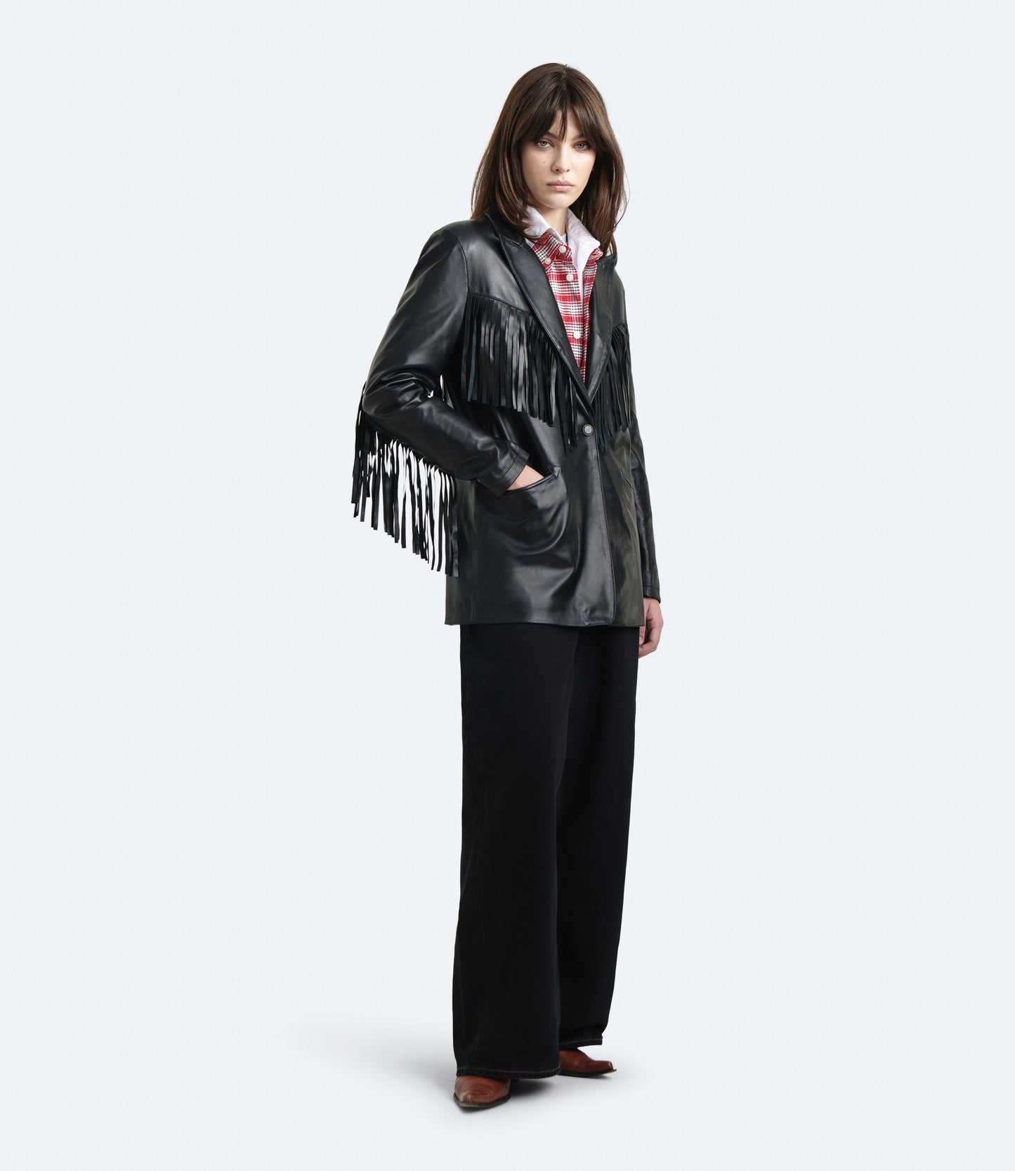 Fringe Blazer – Blazer Donna in Nappa con Frange
