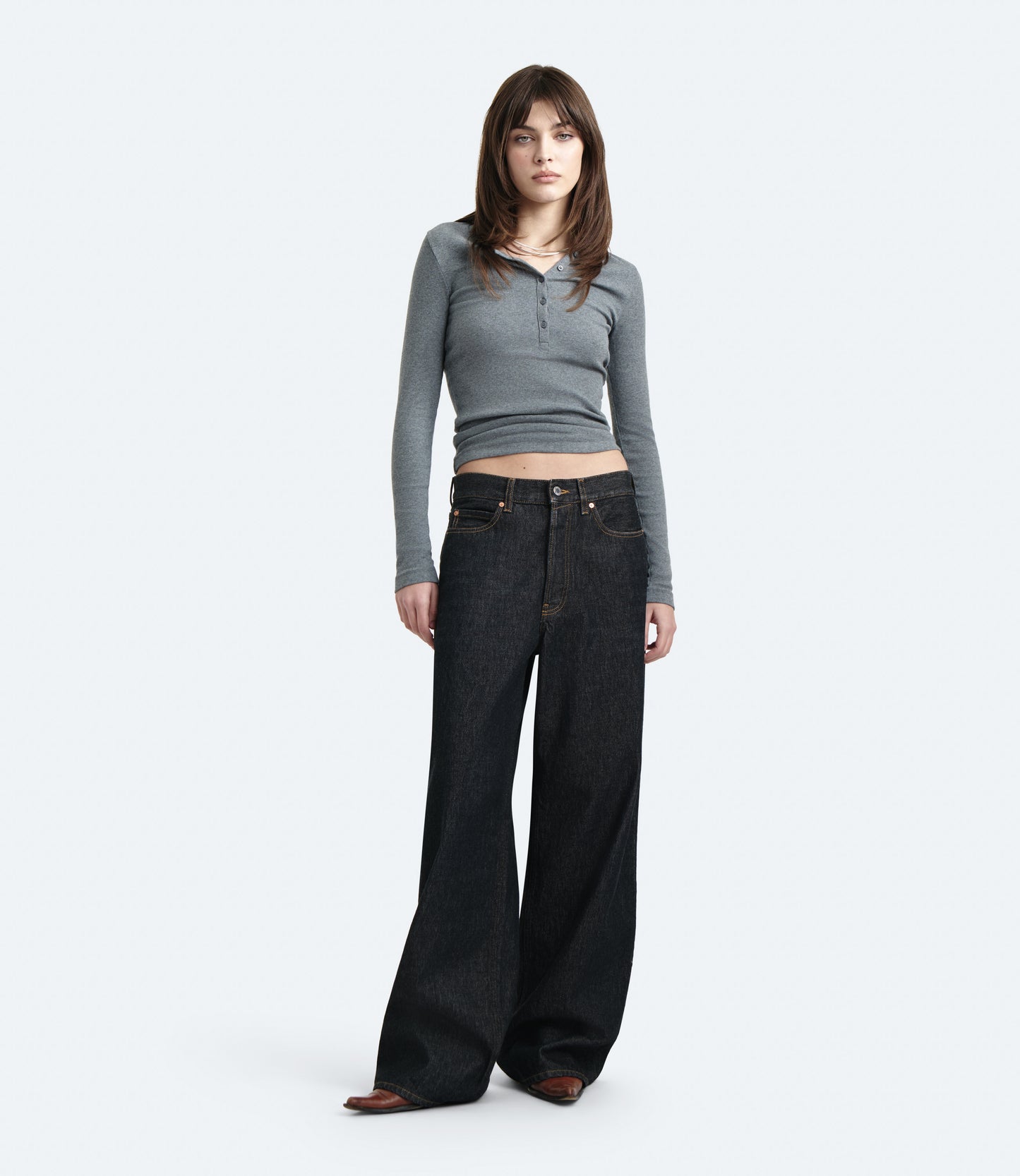 Bauer – Jeans Donna Wide Leg Neri Rinse