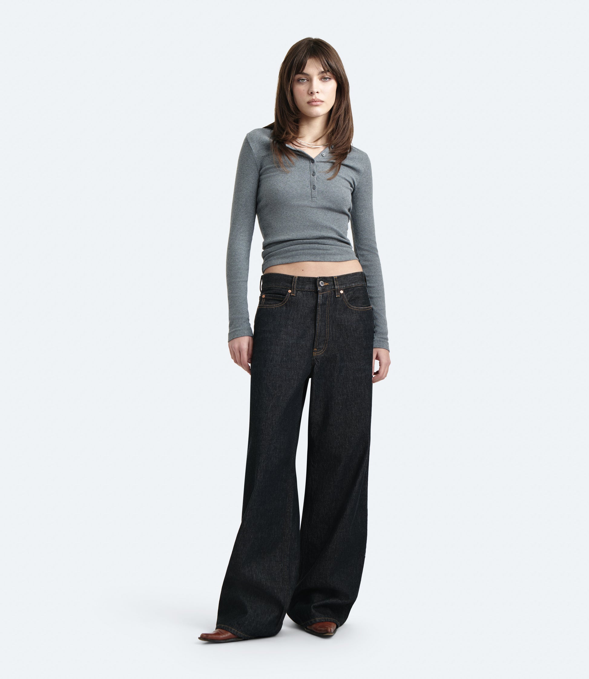 Bauer – Jeans Donna Wide Leg Neri Rinse 24 | Washington Dee Cee