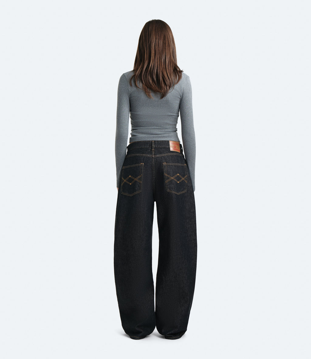 Bauer – Jeans Donna Wide Leg Neri Rinse