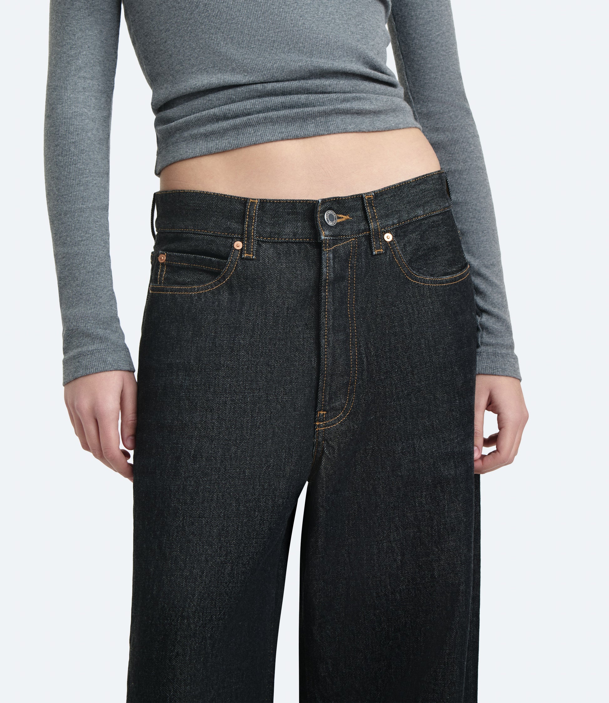 Bauer – Jeans Donna Wide Leg Neri Rinse 24 | Washington Dee Cee