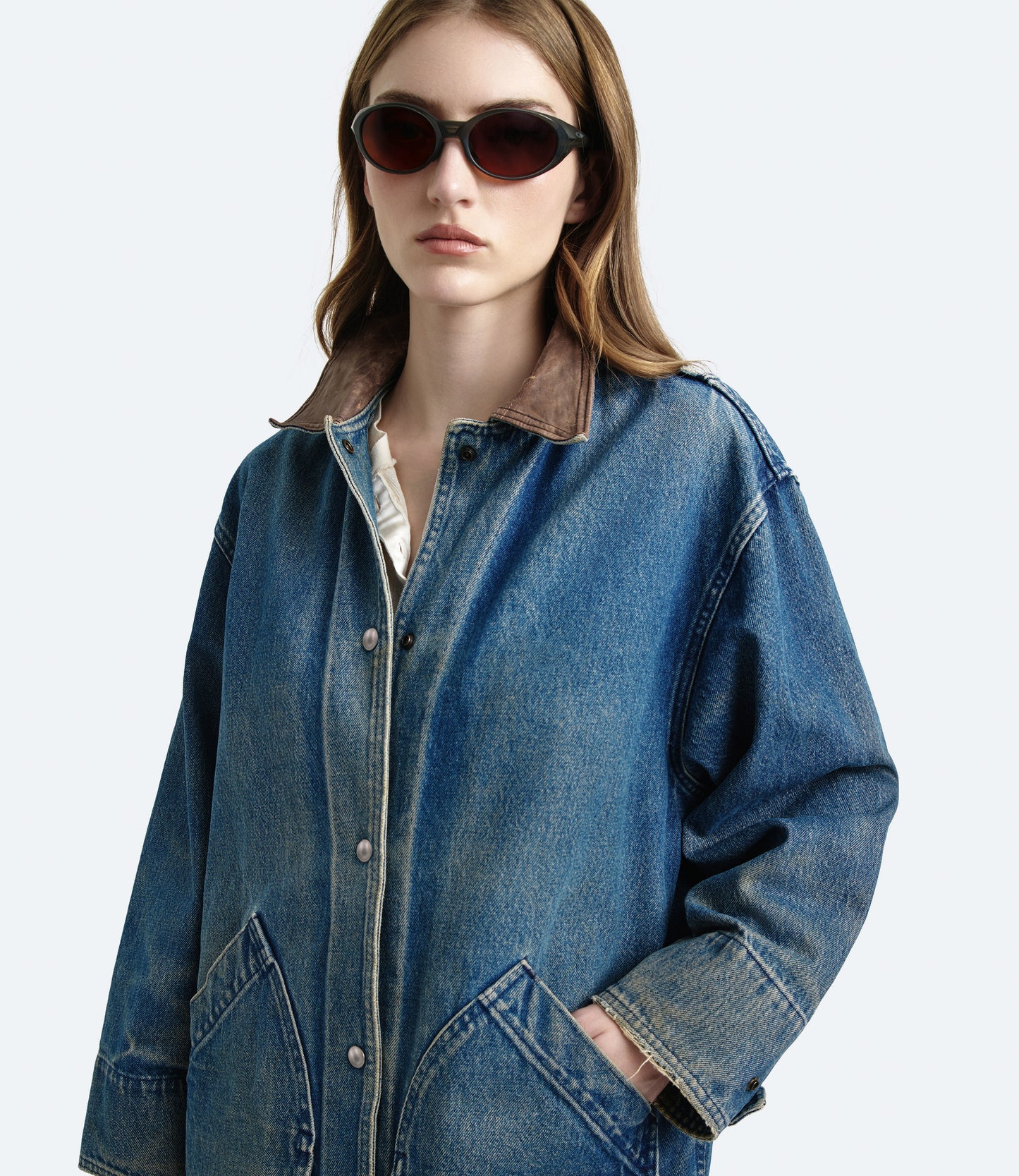 Work Wester – Giacca Donna Denim con Colletto in Pelle