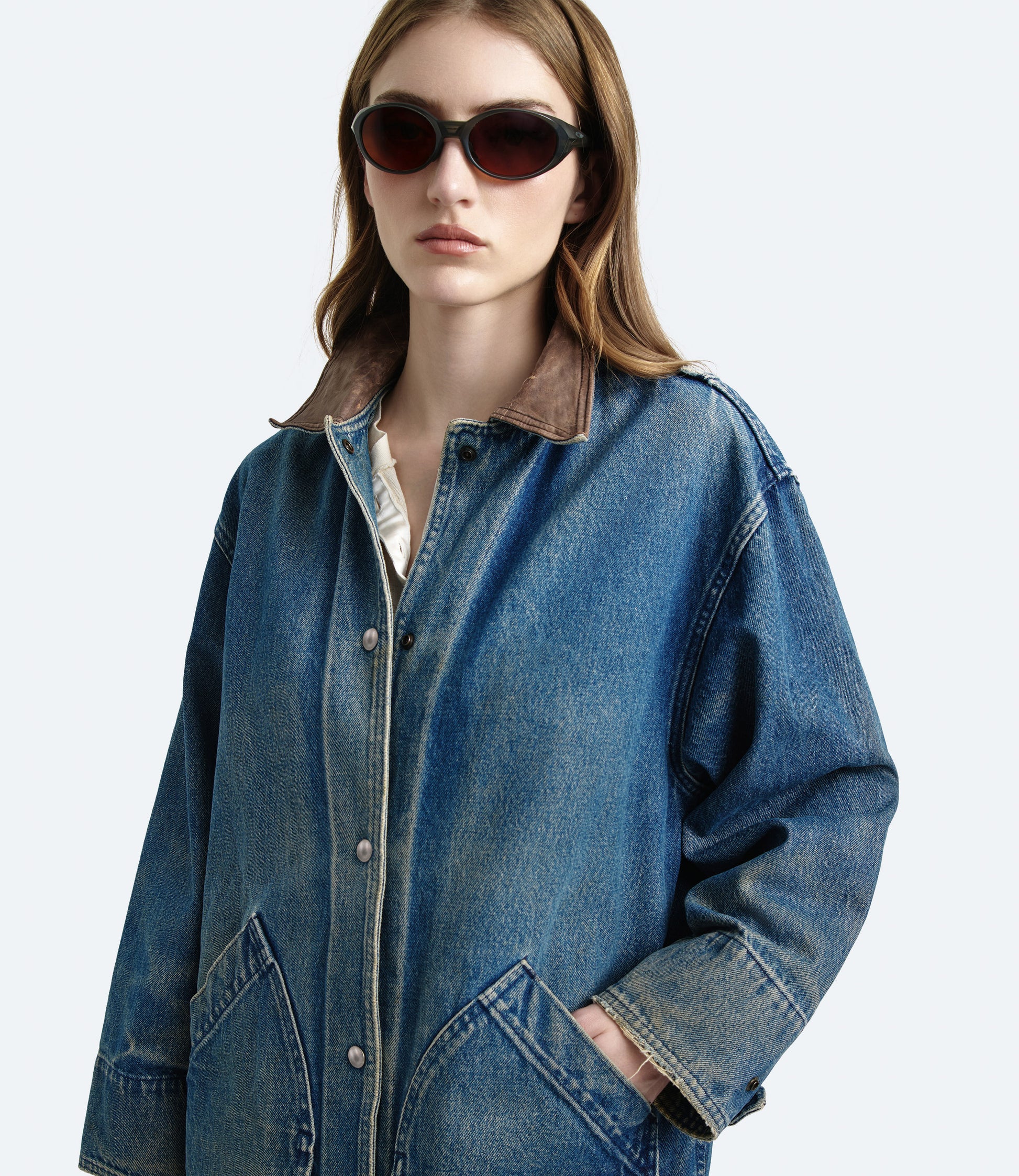 Work Wester – Giacca Donna Denim con Colletto in Pelle XS | Washington Dee Cee
