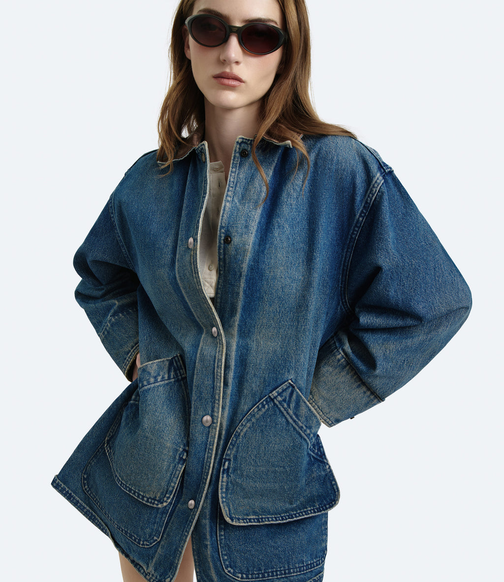 Work Wester – Giacca Donna Denim con Colletto in Pelle