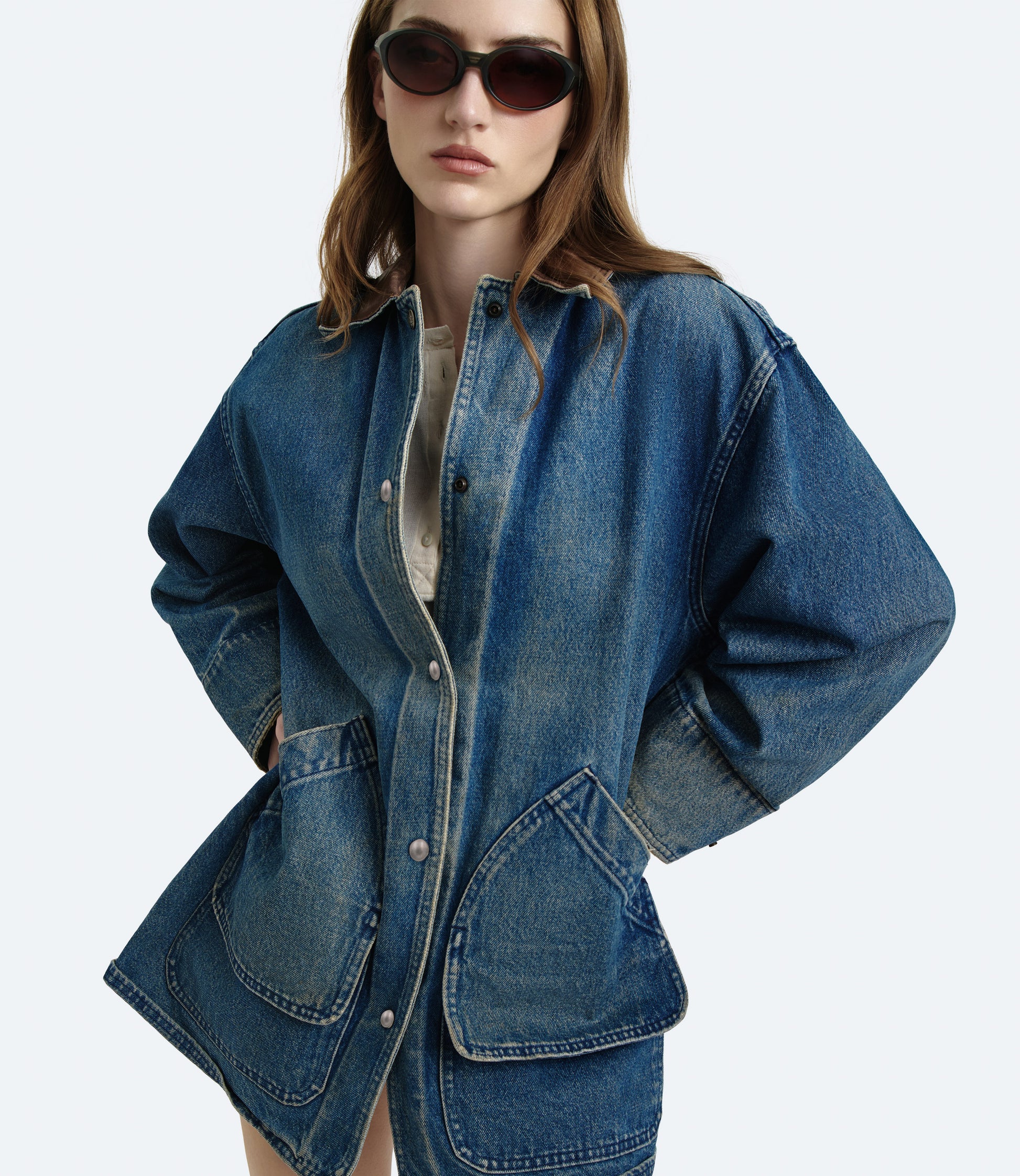 Work Wester – Giacca Donna Denim con Colletto in Pelle XS | Washington Dee Cee