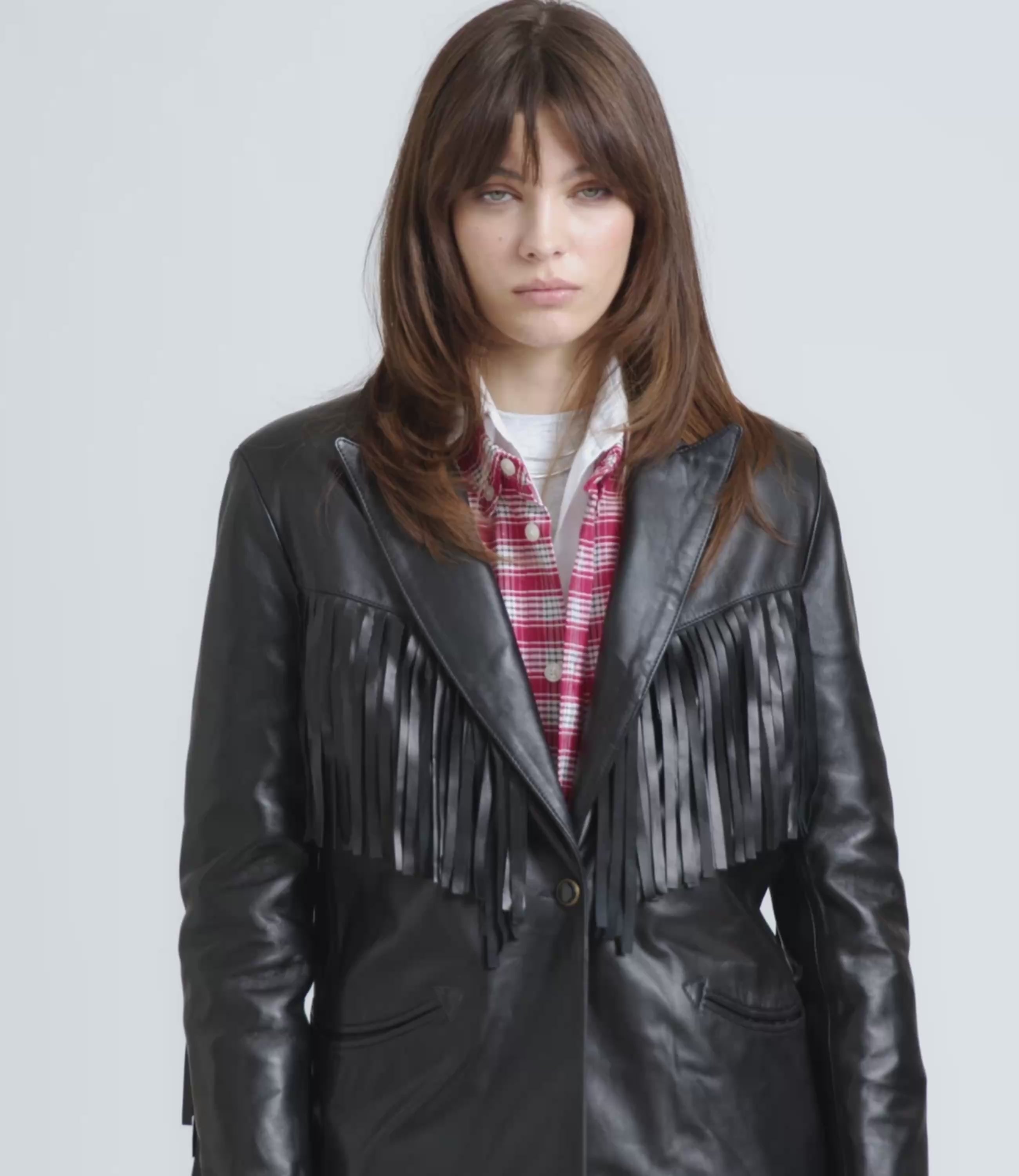 Fringe Blazer – Blazer Donna in Nappa con Frange